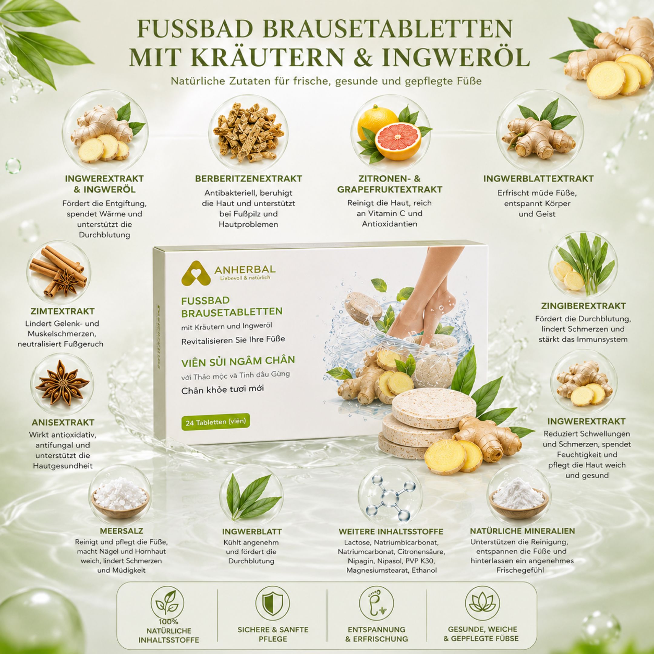 Fußbad Brausetabletten Ingwer
