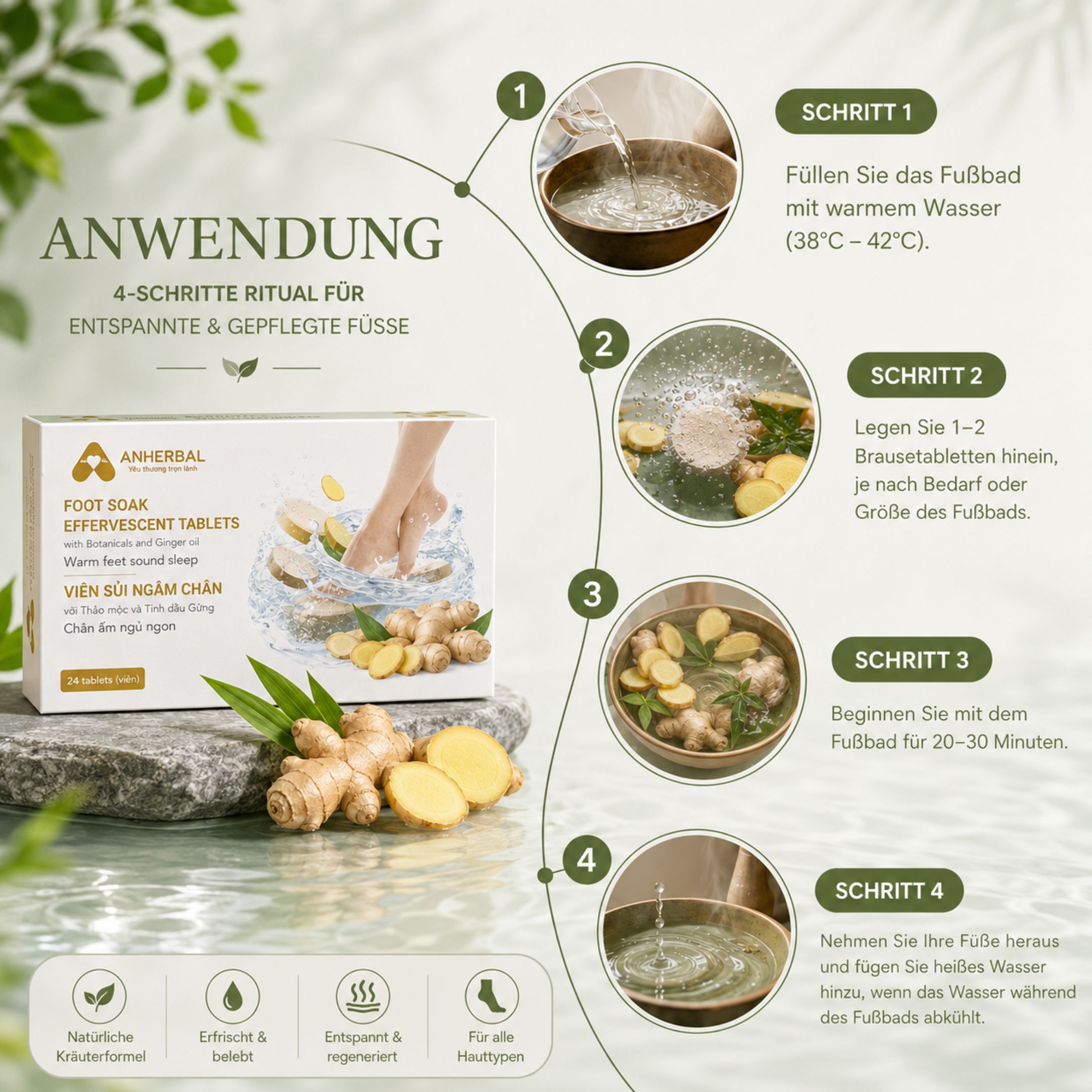 Fußbad Brausetabletten Ingwer