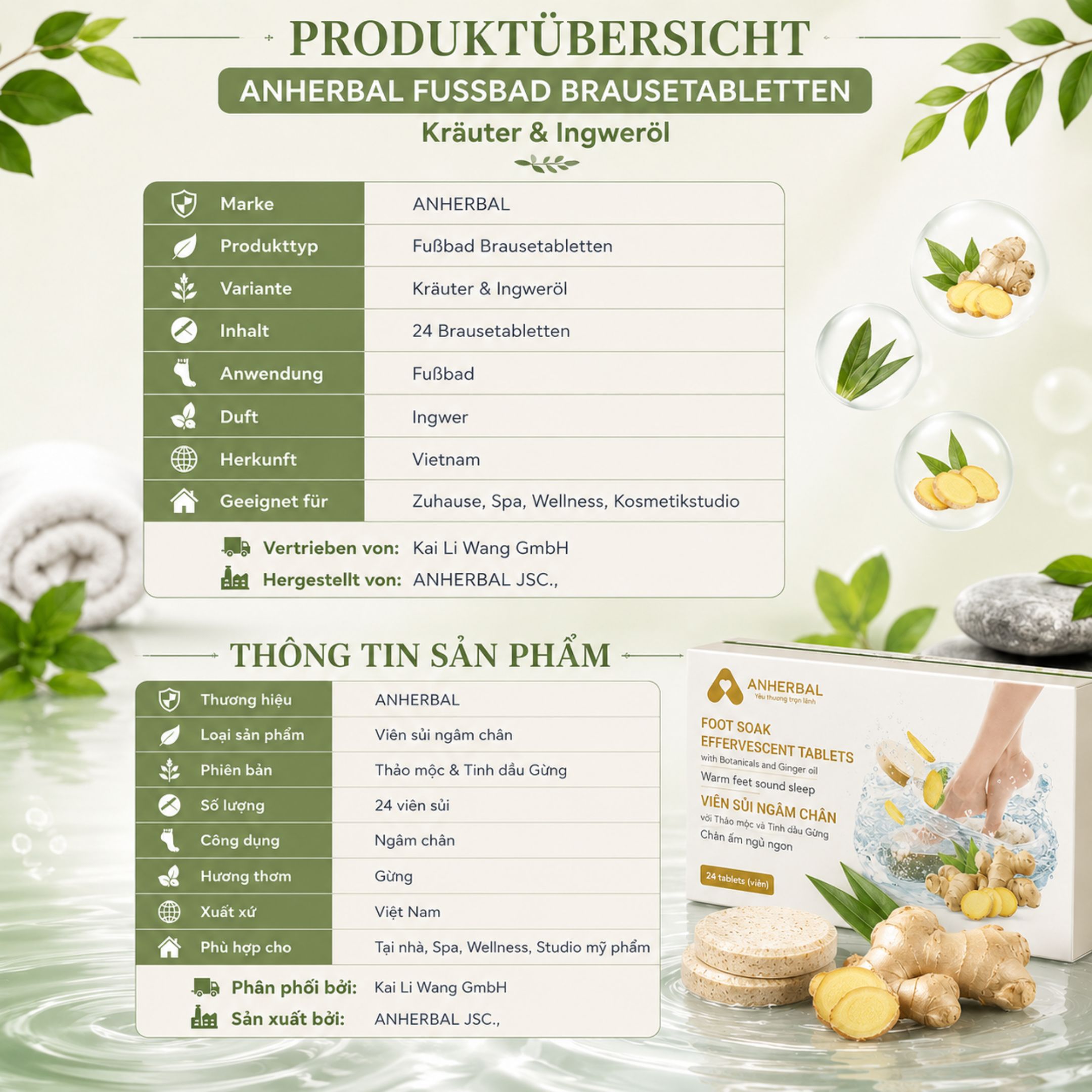 Fußbad Brausetabletten Ingwer